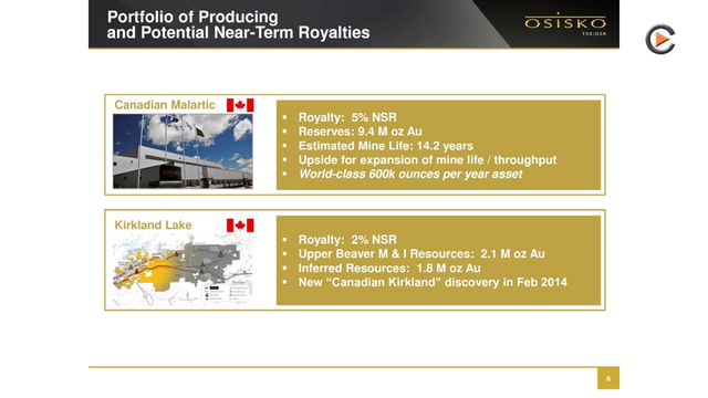 Osisko Gold Royalties - A New Company out of the Agnico-Eagle and Yamana-Deal
