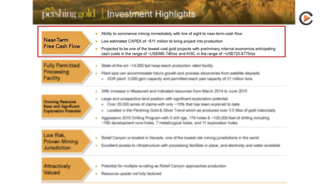 Pershing Gold: Feasibility Study & Production Decision Coming in 2016 plus Further Drilling to Increase Resource