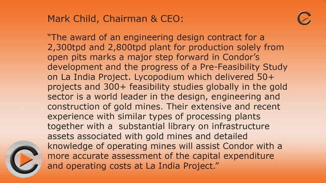 Condor Gold PLC awarded a Contract of Plant Design for the Pre-Feasibility Study