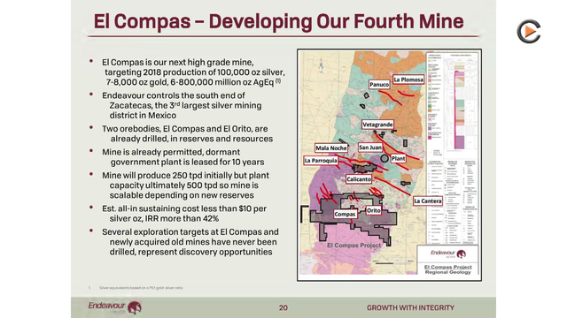 Endeavour Silver: Ramping Up El Compas, Higher Production & Lower Costs In 2018