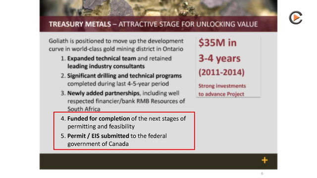 Treasury Metals - Feasability is the Next Step for the 1.5moz Deposit in Ontario