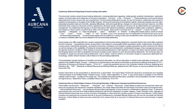 Aurcana: Financing 13M$ for Fast Ramp Up of Silver Production in 2017 in Mexico